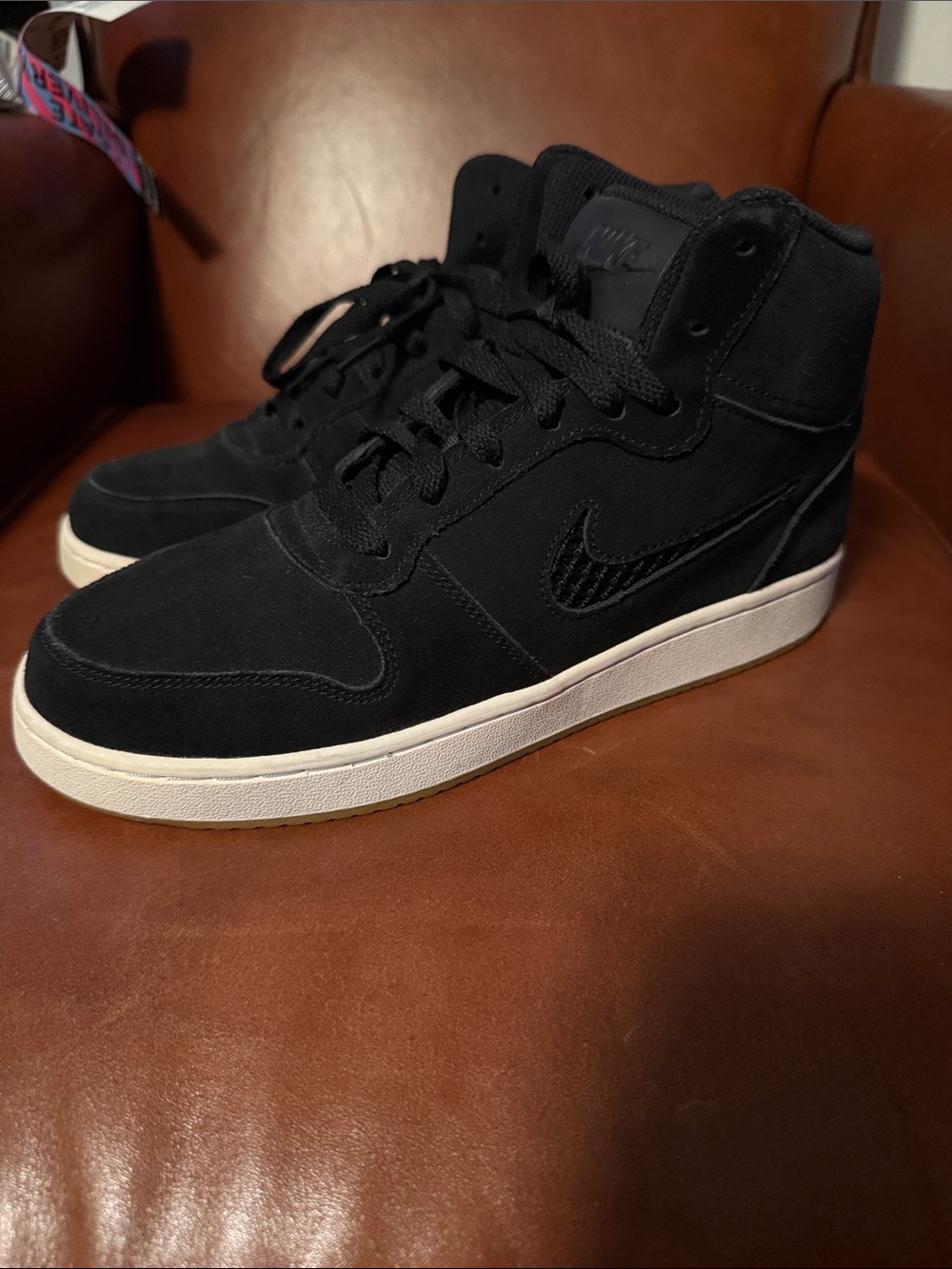 Nike Black mid-Top Suede Sneakers with White Sole